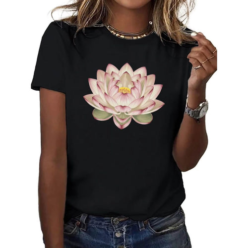 Women's Watercolor Lotus Graphic T-Shirt