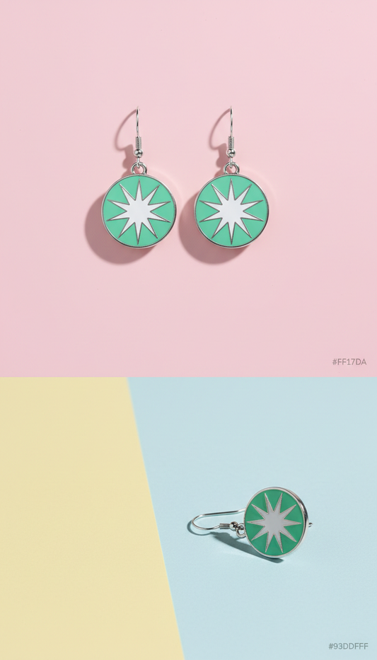 Mint Pop Enamel Charm Earrings